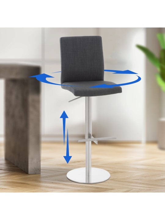 Conjunto de 2 bancos altos tecido Cádiz aço inox, cinza escuro