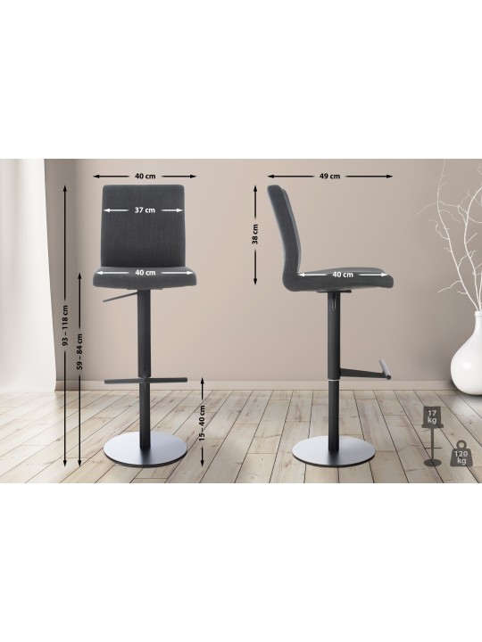 Conjunto de 2 bancos altos tecido Cádiz, cinza escuro