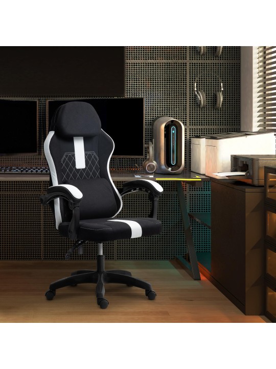 Cadeira de escritório tecido Miltona, preto/branco