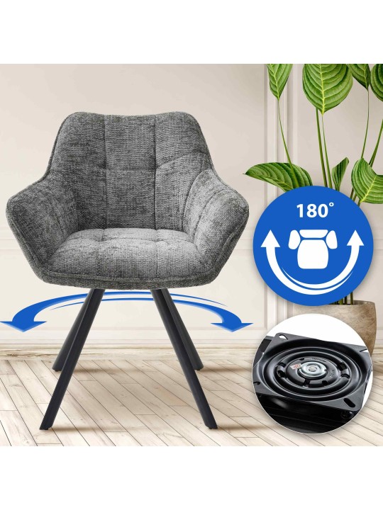 Cadeira de jantar em tecido Scott, cinza escuro