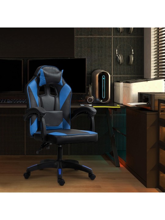 Cadeira de escritório em pele sintética Orkney, preto/azul