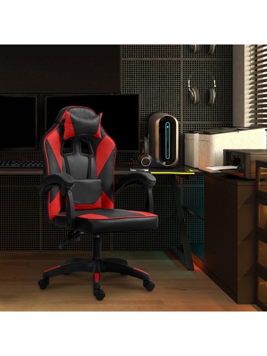 Cadeira de escritório em pele sintética Orkney, preto/vermelho