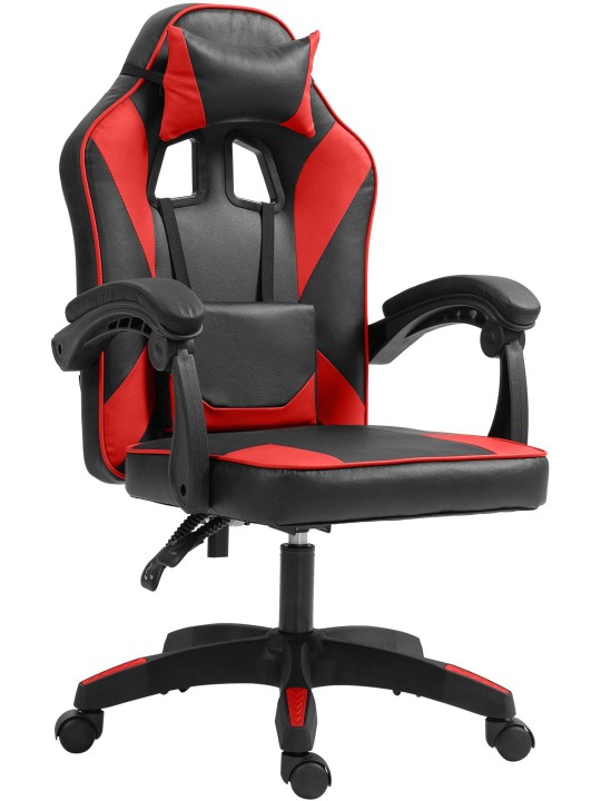 Cadeira de escritório em pele sintética Orkney, preto/vermelho