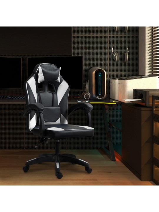 Cadeira de escritório em pele sintética Orkney, preto/branco