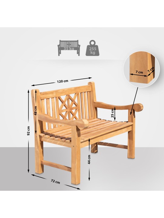Banco de teca Flórida 120 cm, teca Banco de teca Flórida 120 cm, teca