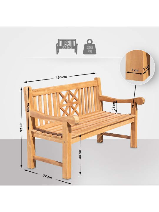 Banco de teca Flórida 150 cm, teca Banco de teca Flórida 150 cm, teca