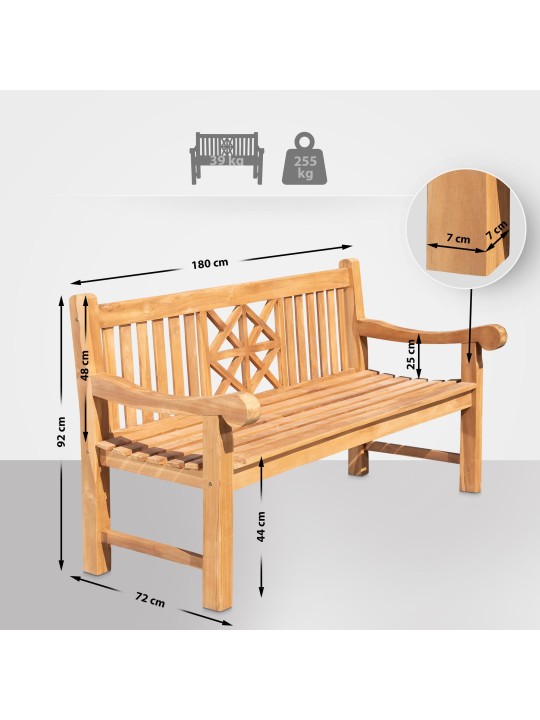 Banco de teca Flórida 180 cm, teca Banco de teca Flórida 180 cm, teca