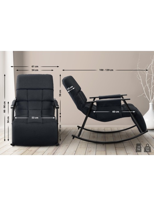 Cadeira de balanço tecido Cathy, preto Cadeira de balanço tecido Cathy, preto