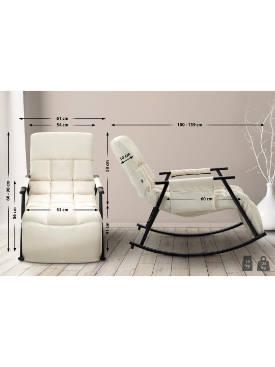 Cadeira de balanço tecido Cathy, creme