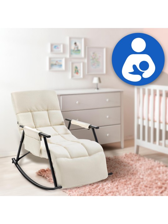 Cadeira de balanço tecido Cathy, creme