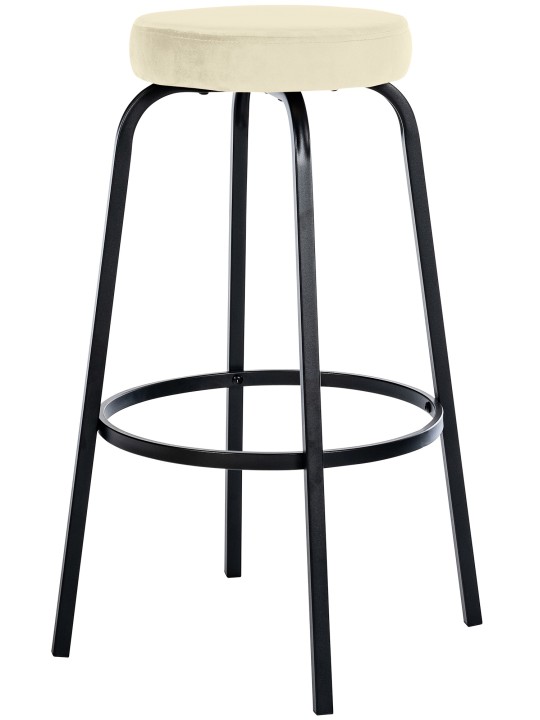 Banqueta alta Kamari veludo, creme