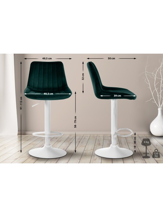 Banqueta alta Toni veludo, verde
