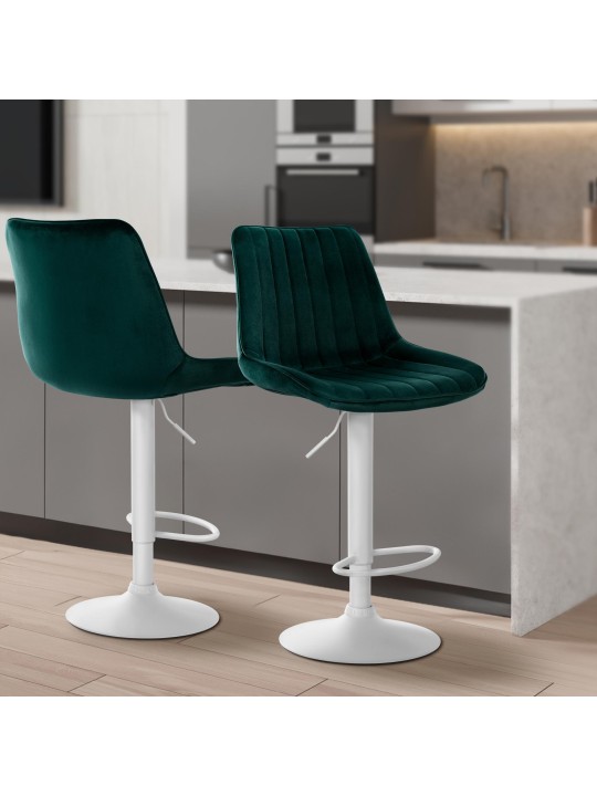 Conjunto de 2 bancos altos Toni veludo, verde Conjunto de 2 bancos altos Toni veludo, verde