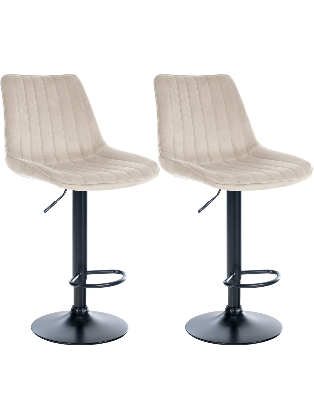 Conjunto de 2 bancos altos Toni veludo, creme