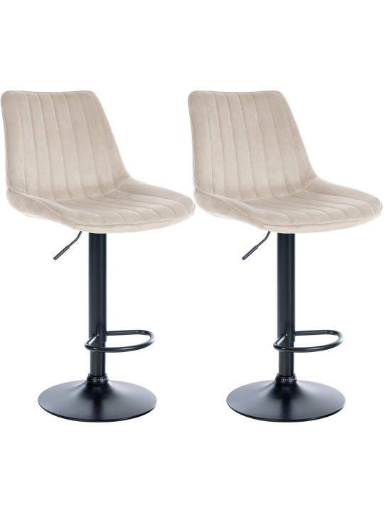 Conjunto de 2 bancos altos Toni veludo, creme