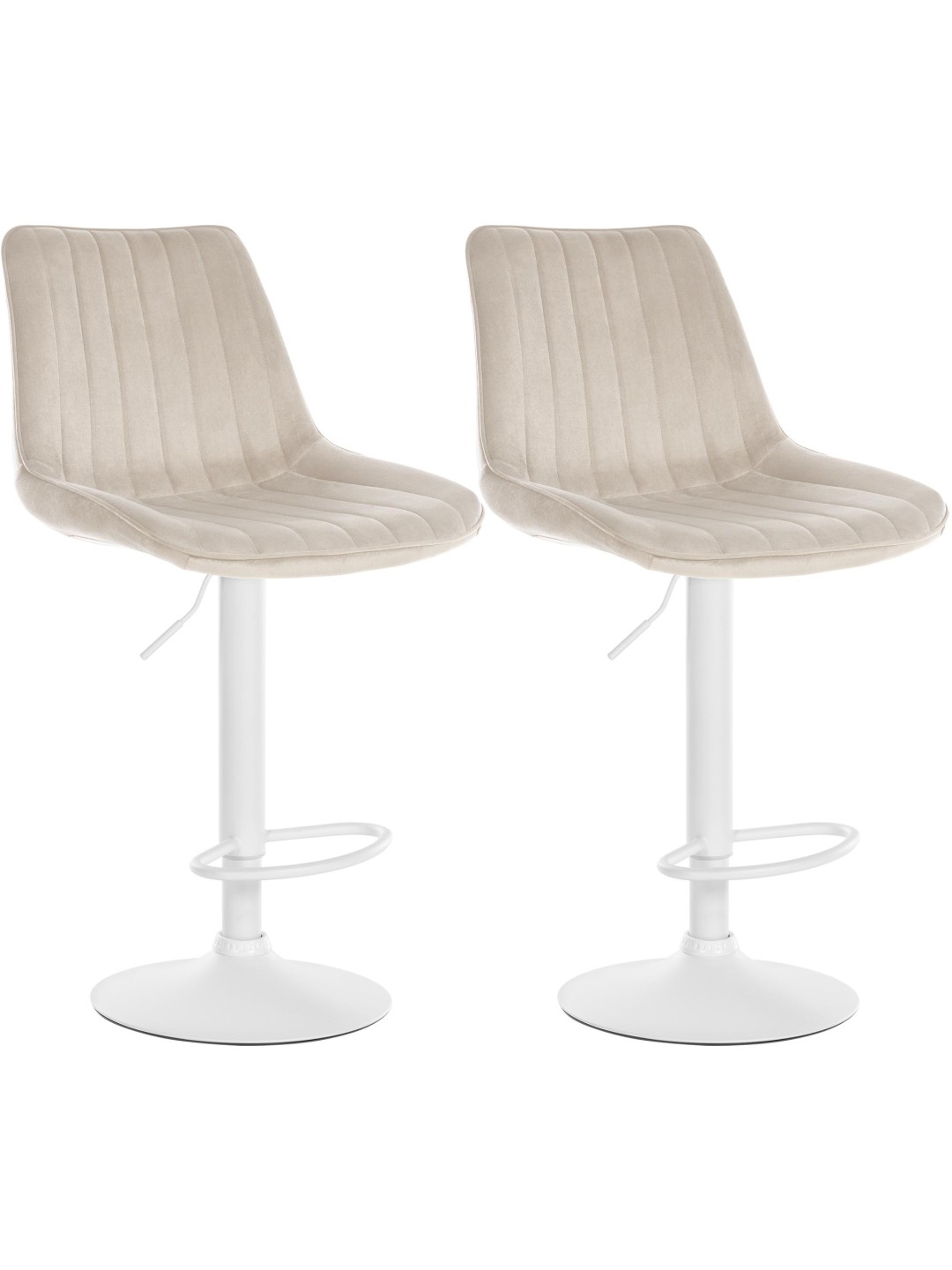 Conjunto de 2 bancos altos Toni veludo, creme