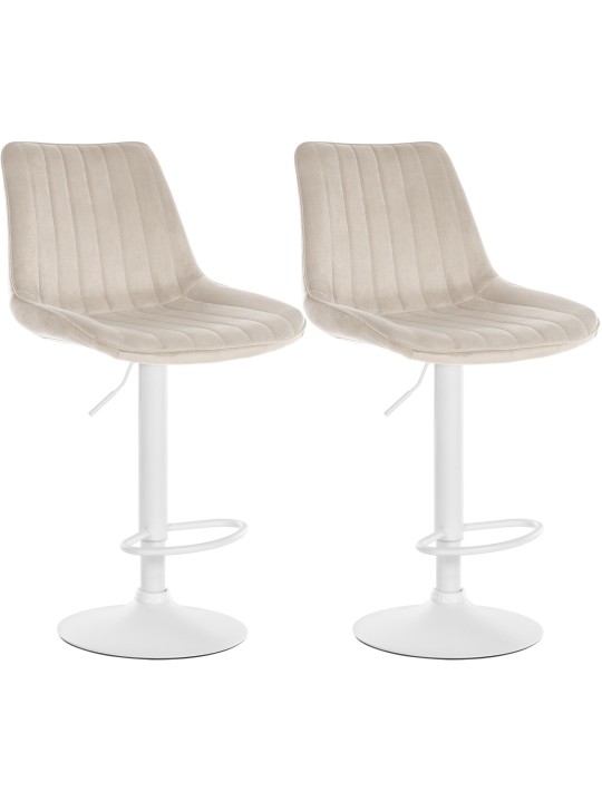 Conjunto de 2 bancos altos Toni veludo, creme