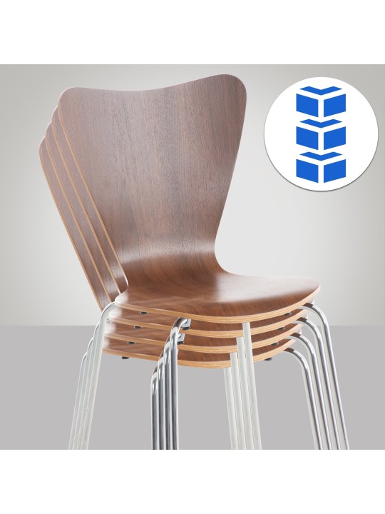 Conjunto de 4 cadeiras para visitantes Calisto, nogueira Conjunto de 4 cadeiras para visitantes Calisto, nogueira