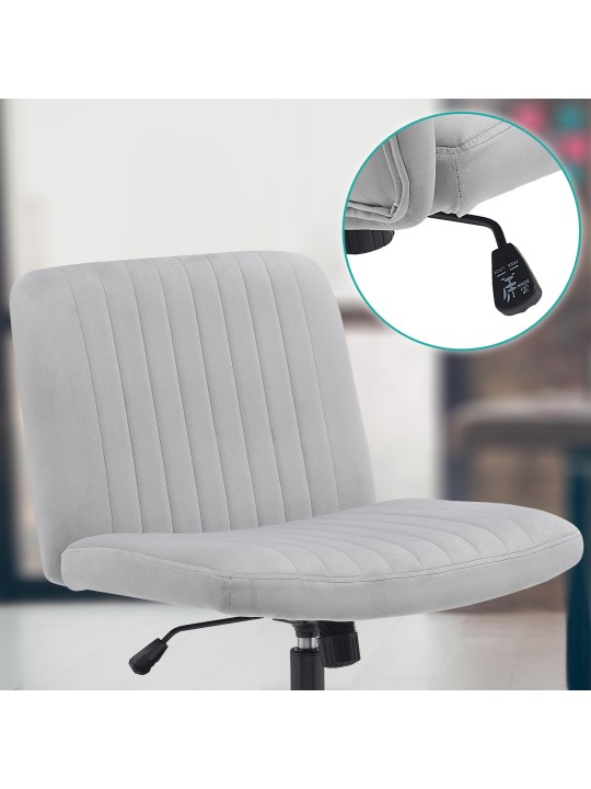 Cadeira de escritório de veludo Kingman, cinza claro