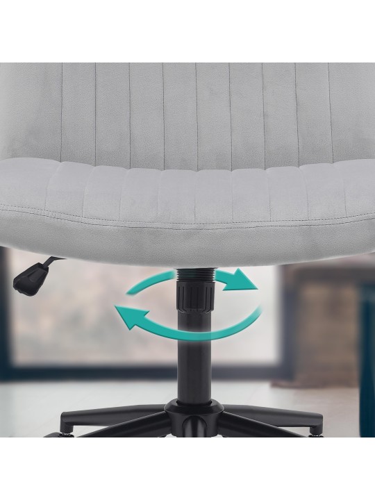 Cadeira de escritório de veludo Kingman, cinza claro