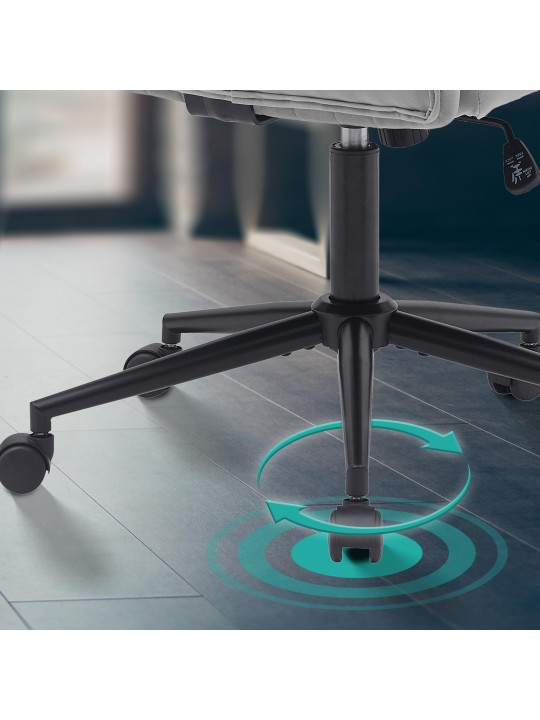 Cadeira de escritório de veludo Kingman, cinza claro