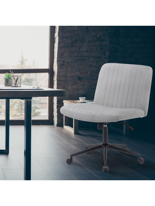 Cadeira de escritório de veludo Kingman, cinza claro