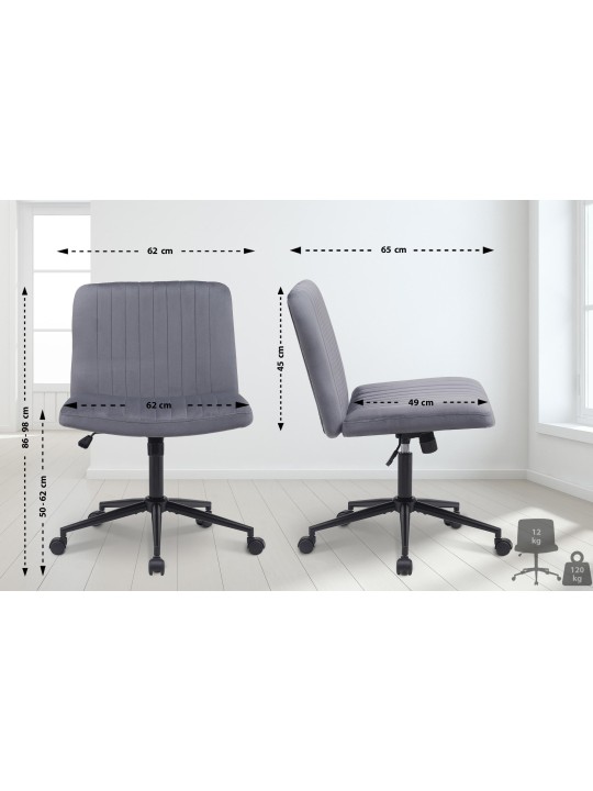 Cadeira de escritório de veludo Kingman, cinza escuro Cadeira de escritório de veludo Kingman, cinza escuro