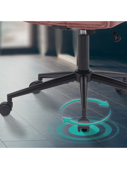 Cadeira de escritório de veludo Kingman, rosa