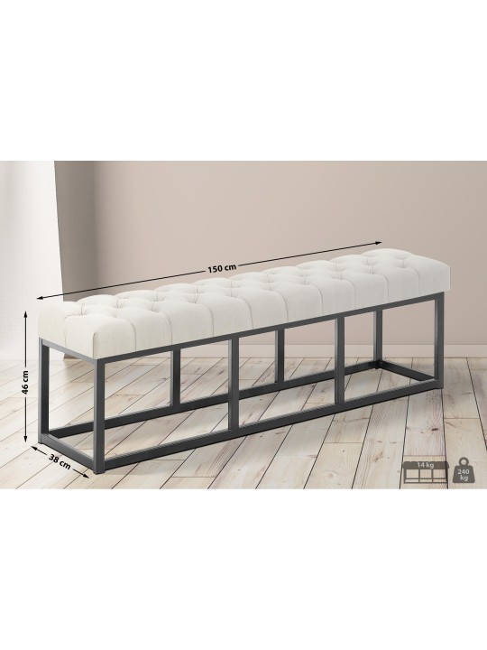 Banco Amun em tecido B150, creme