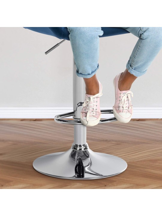 Banqueta alta Braga veludo cromado, azul Banqueta alta Braga veludo cromado, azul