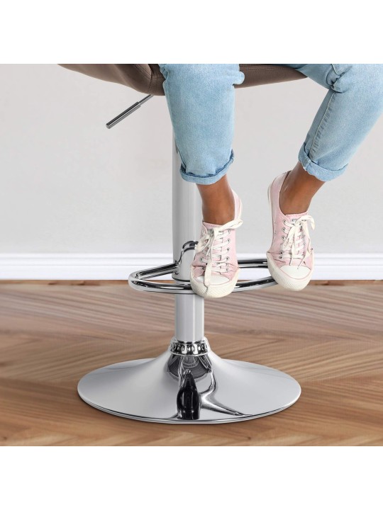 Banqueta alta Braga veludo cromado, castanho