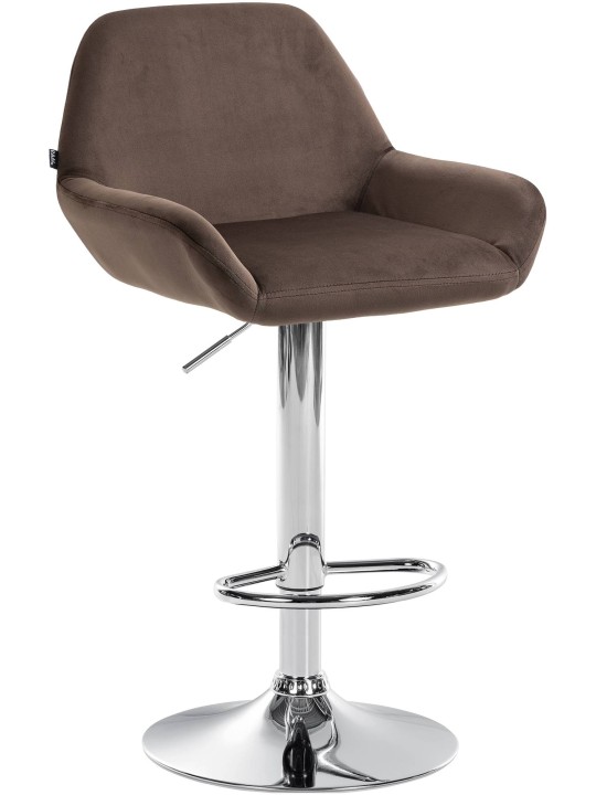 Banqueta alta Braga veludo cromado, castanho