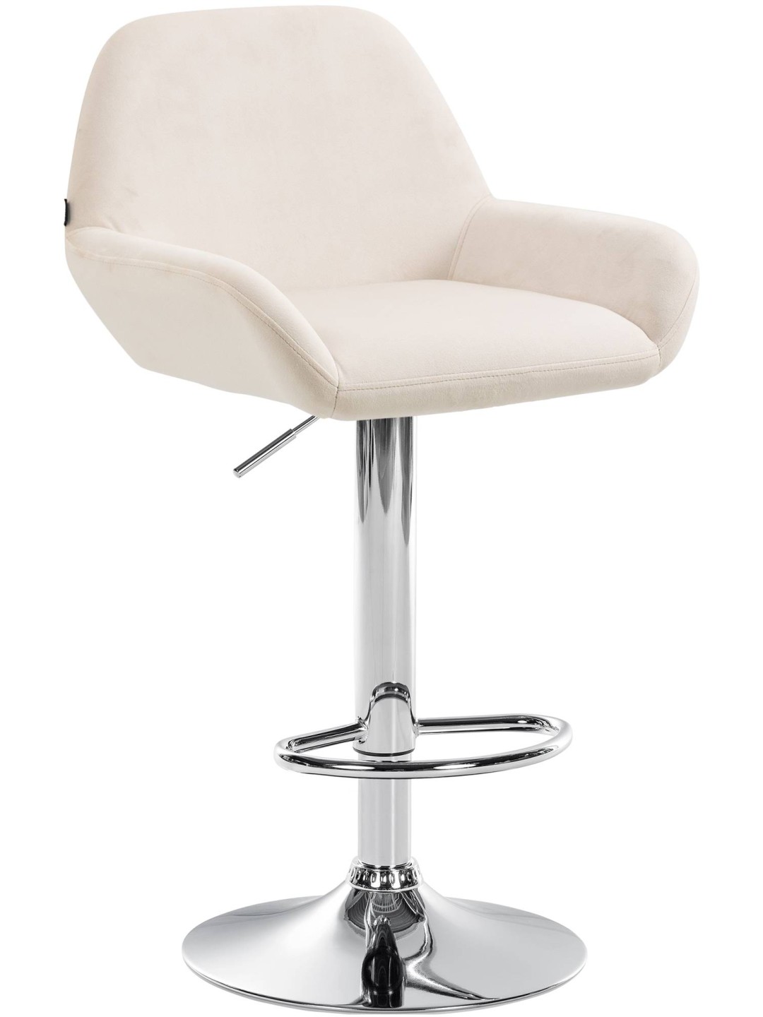 Banqueta alta Braga veludo cromado, creme