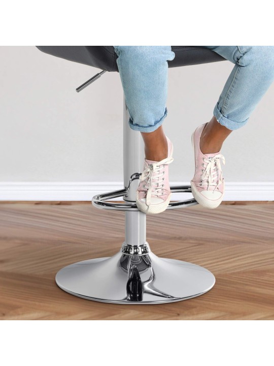 Banqueta alta Braga veludo cromado, preto