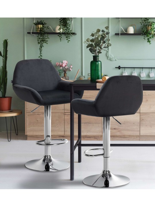 Banqueta alta Braga veludo cromado, preto