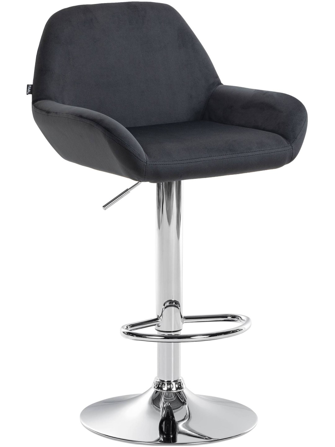 Banqueta alta Braga veludo cromado, preto