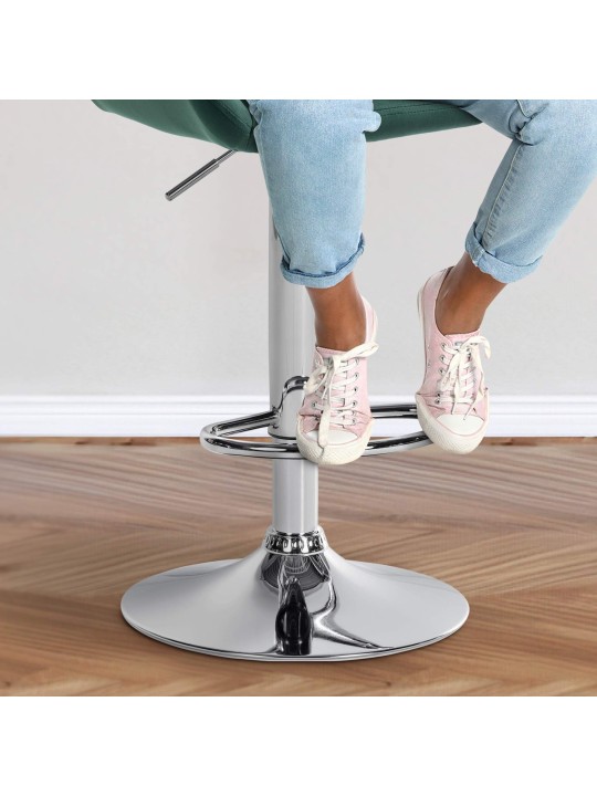 Banqueta alta Braga veludo cromado, verde escuro