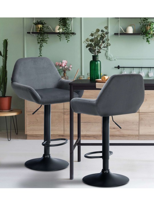 Banqueta alta veludo braga, cinza escuro