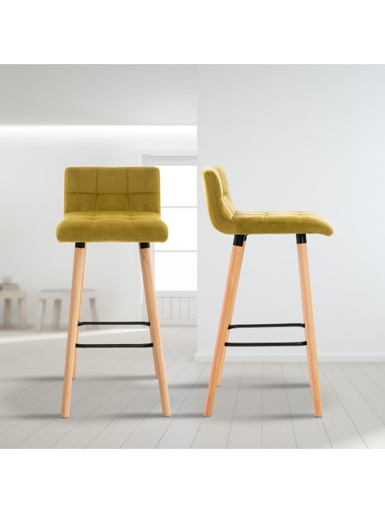 Banqueta alta Lincoln veludo, amarelo