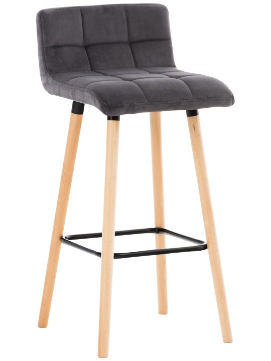 Banqueta alta Lincoln veludo, cinza