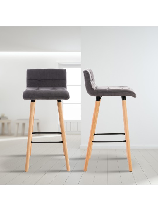 Banqueta alta Lincoln veludo, cinza