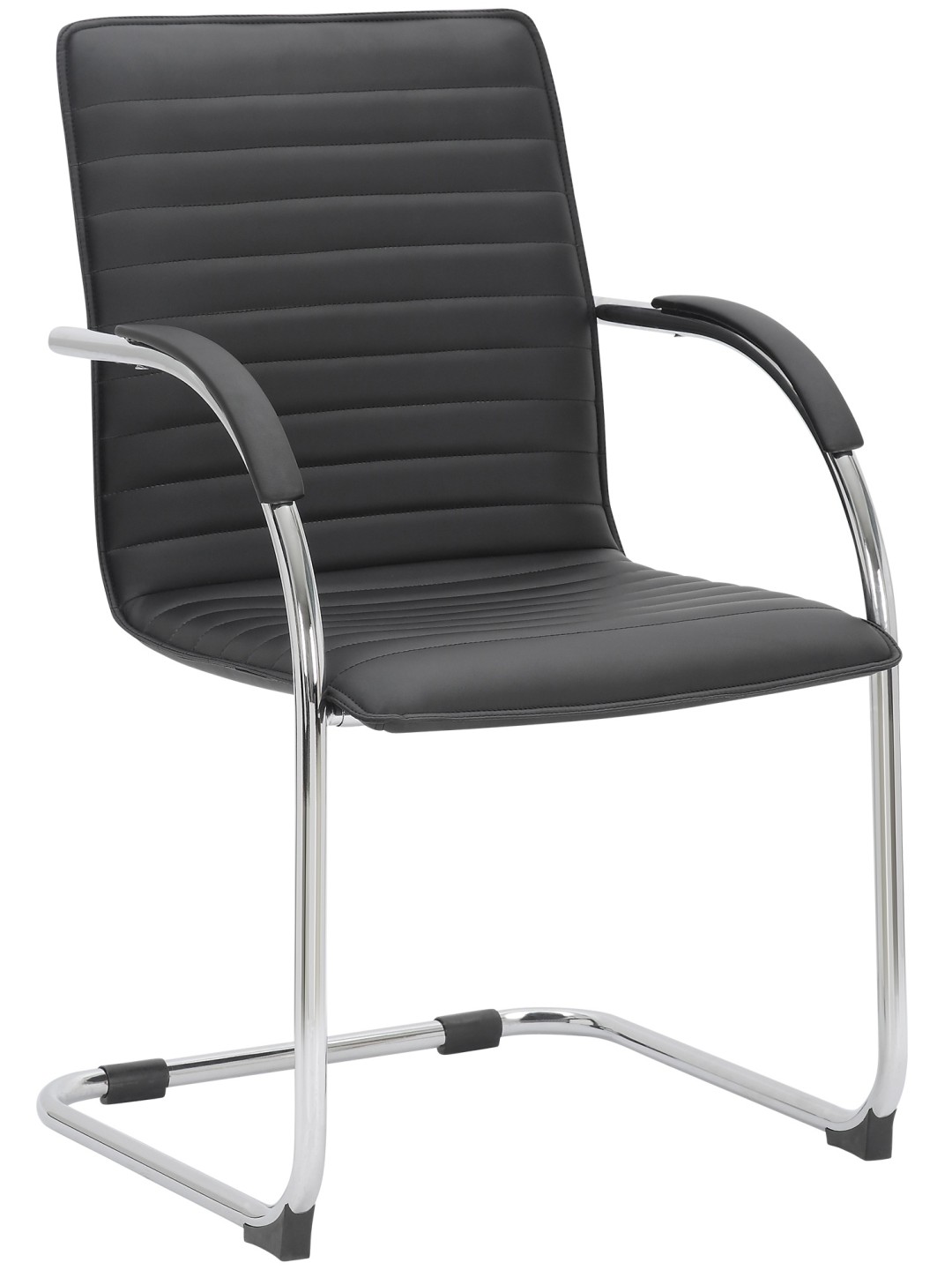 Cadeira para visitantes de couro artificial Tira, preto