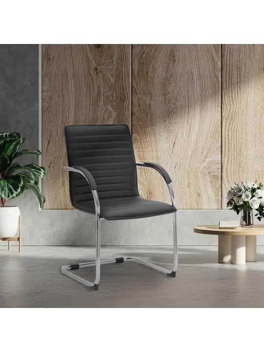 Cadeira para visitantes de couro artificial Tira, preto Cadeira para visitantes de couro artificial Tira, preto