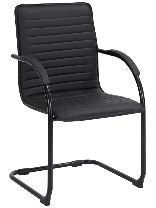 Cadeira para visitantes de couro artificial Tira, preto/preto