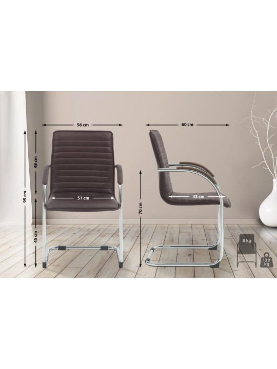 Cadeira para visitantes de couro artificial Tira, castanho Cadeira para visitantes de couro artificial Tira, castanho