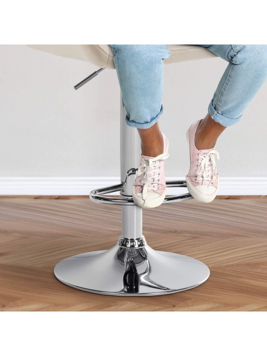 Conjunto de 2 bancos altos Braga veludo cromado, creme Conjunto de 2 bancos altos Braga veludo cromado, creme