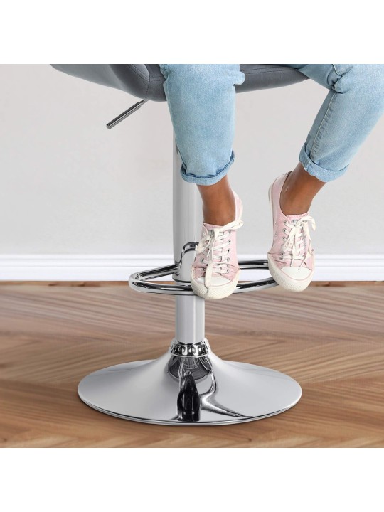 Conjunto de 2 bancos altos Braga veludo cromado, cinza escuro