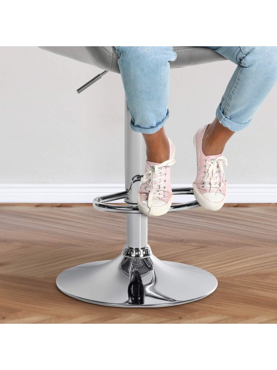 Conjunto de 2 bancos altos Braga veludo cromado, cinza Conjunto de 2 bancos altos Braga veludo cromado, cinza