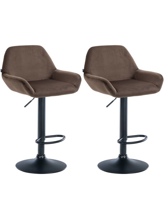 Conjunto de 2 bancos altos em veludo Braga, castanho