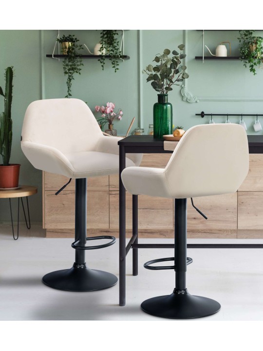 Conjunto de 2 bancos altos em veludo Braga, creme Conjunto de 2 bancos altos em veludo Braga, creme